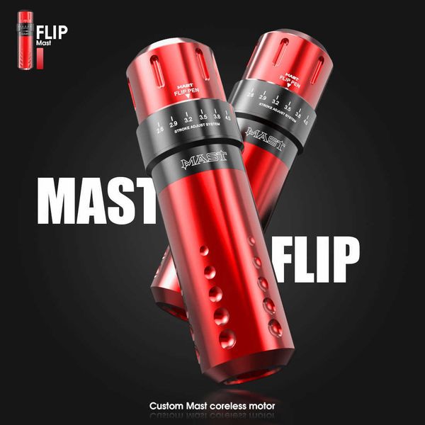 Mastro flip design ajustável seis traço comprimentos personalizados de interface de motor sem costura rca tatuagem máquina rotativa caneta suprimentos 210622