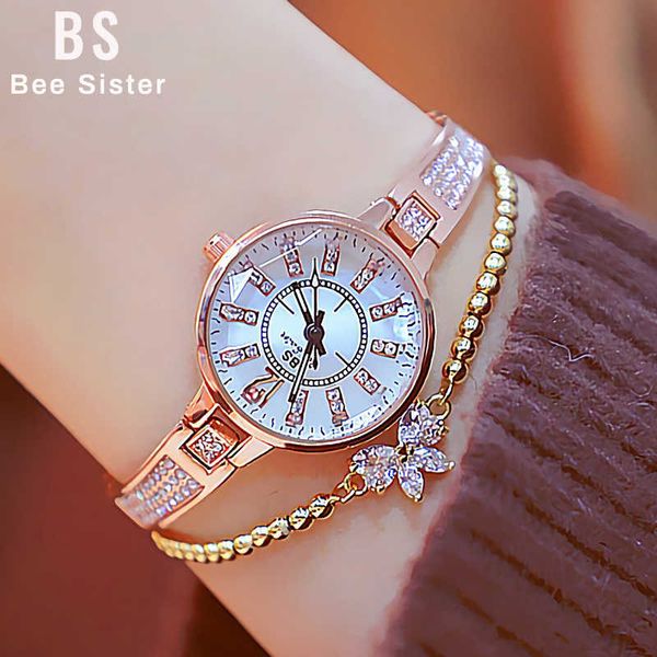 Relógios Mulher Famosa Marca Fashion Small Dial Senhoras Wirst Withes WristWatch Rosa Rose Gold Quartz Watch 210527