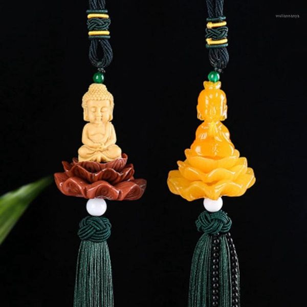 

car pendant interior decoration guanyin rearview mirror buddha wood1