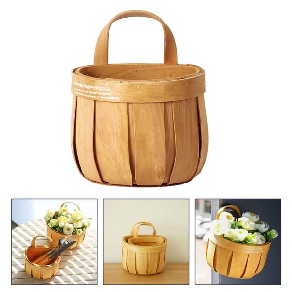 

pc wall basket portable hanging retro gift (l, khaki) storage baskets