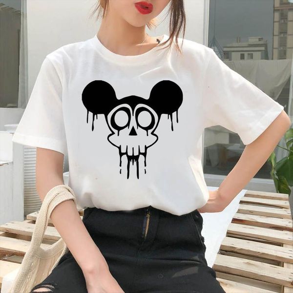 

cute skull printed harajuku womens t shirt clothes short sleeved graphic, White
