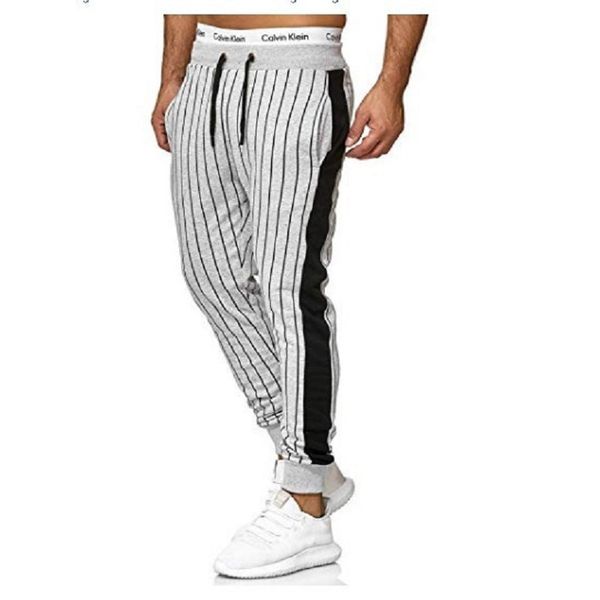 

2021 summer european and american style men's loose micro-elastic popular casual pants youth fashion tethered striped sports pants men, Black