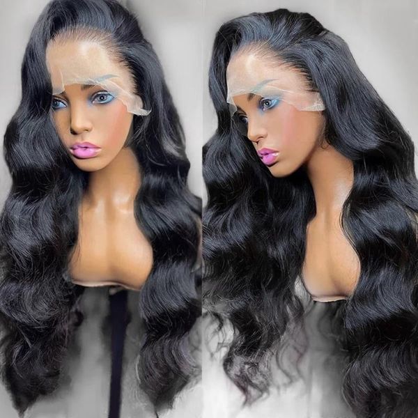 

lace wigs natural black color body wave human hair with babyhair preplucked 360 frontal front wig remy glueless, Black;brown