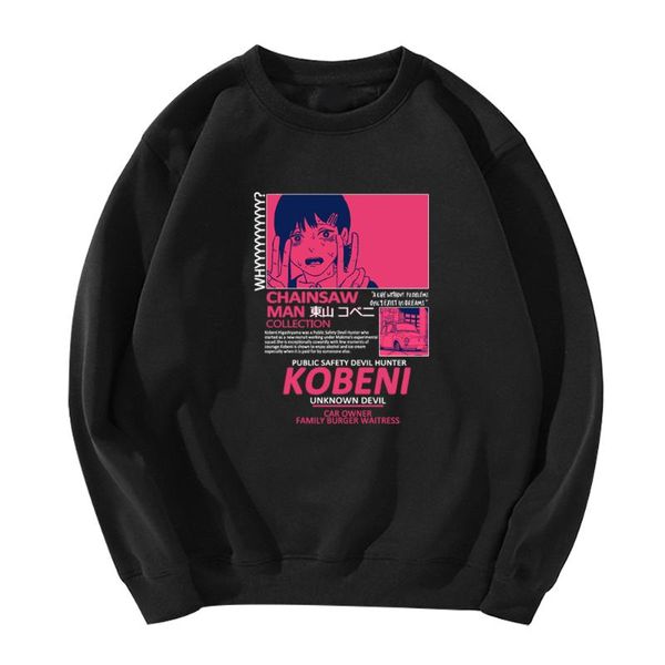 

men's hoodies & sweatshirts 2021 chainsaw man men women fashion loose streetwear crewneck sweatshirt manga anime clothes, Black