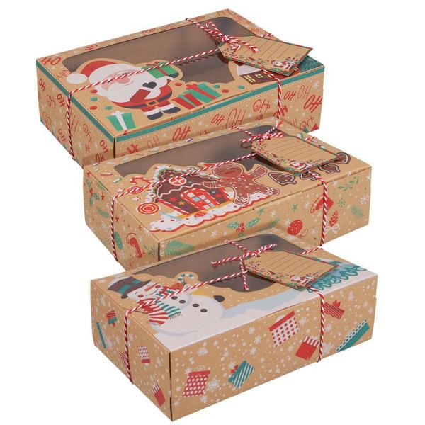 

gift wrap pretyzoom 12pcs christmas cookie boxes portable kraft paper candies case party favor holders with rope and card