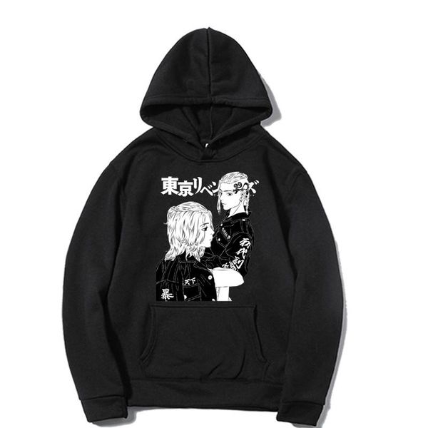

men's hoodies & sweatshirts tokyo revengers long sleeve streetwear sweatshirt sport hoody anime pullovers male, Black
