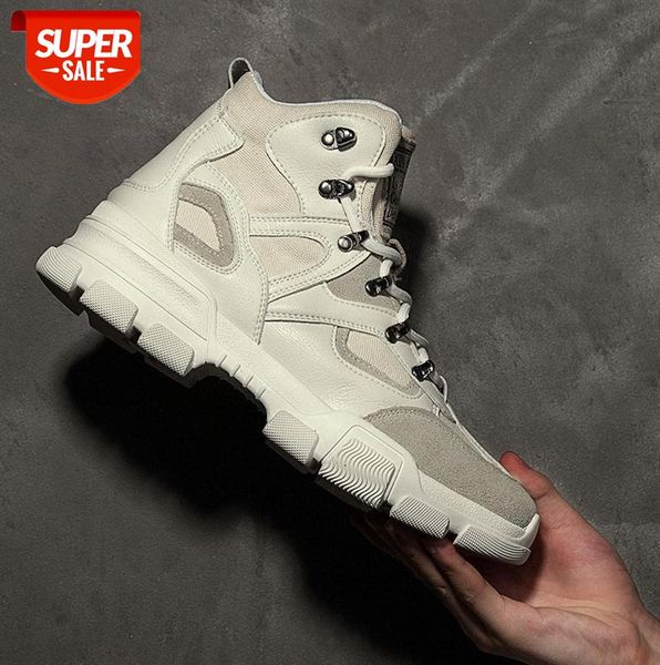 

martin boots men's shoes leather mesh stitching breathable mid-cut #t98u