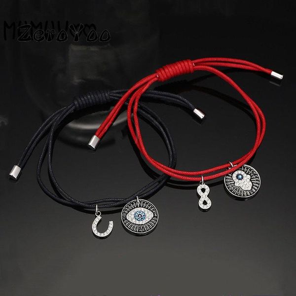 

link, chain swa fashion jewelry bracelet charms simple couple demon hamsa weaving gift with logo, Black
