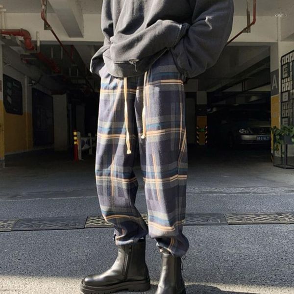 

oversize pants plaid loose harajuku port style drawstring trousers vintage drop streetwear size women's & capris, Black;white