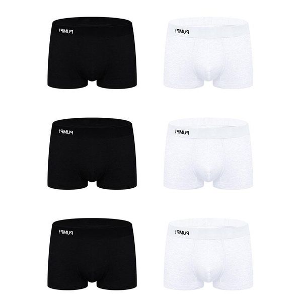 

6pcs trunks cotton logo soft men underwear boxer shorts fashion long mens boxershorts underware boxers bikini 2021 underpants, Black;white