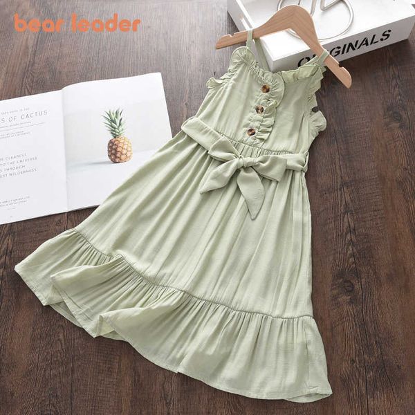 

bear leader baby girls sleeveless party dresses summer fashion kids girl princess backless costumes ruffles sweet vestidos 2-6y 210708, Red;yellow