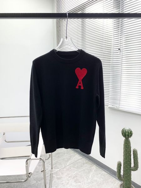 

autumn/winter 2021 aami designer sweater men's and women's crew neck embroidered love sweatshirts, White;black