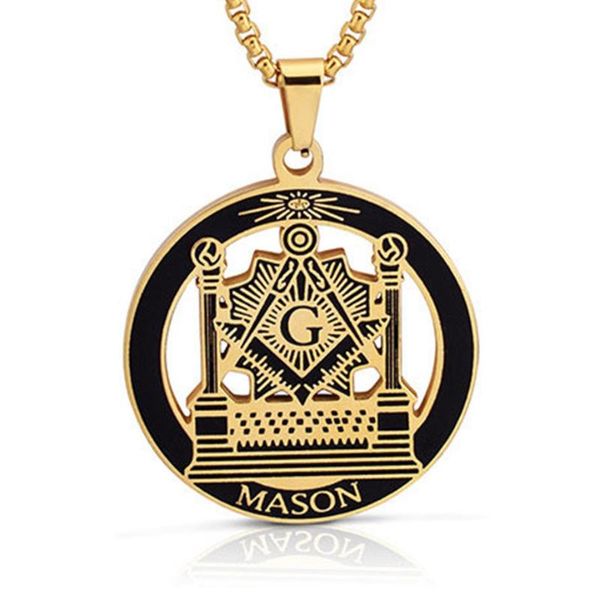 

pendant necklaces mystery stainless steel masonic symbol & pendants for women/men gold color mason fashion jewelry drop u, Silver