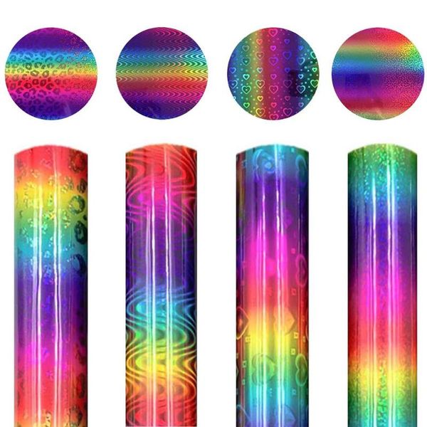 

gift wrap heat transfer hologram rainbow ron on for clothes htv press easy cut and film roll washable