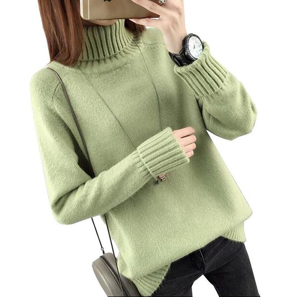 

women's sweaters autumn winter turtleneck sweater women design green thick tricot and pullover female jumper, White;black