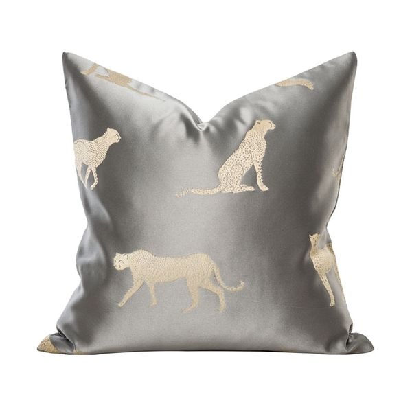 Dunxdeco подушка для подушки декоративная подушка для подушки современный простой леопард серый роскошный арт детский путсин ткань высокой плотности 210401
