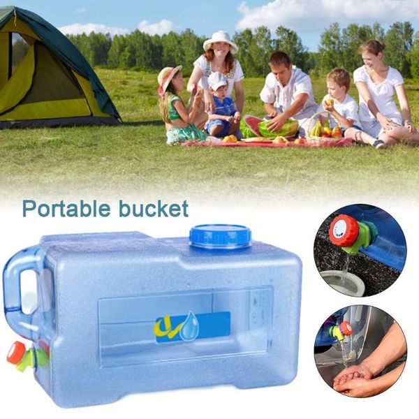 

car organizer 25l square pc bucket thickened with faucet self - driving portable outdoor camping water carrier storage containe