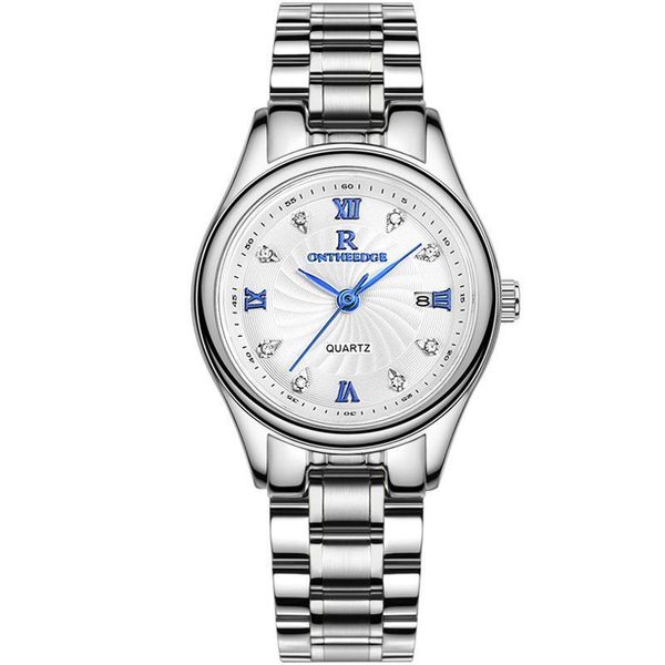 

wristwatches drop waterproof business stainless steel band quartz men's and women's couple watches gift 28mm, Slivery;brown