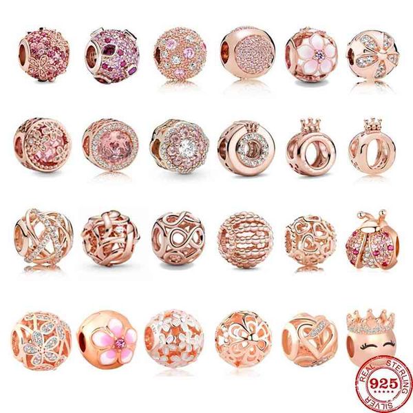 

925 sterling silver hollow spherical flowers gems pendant diy fine beads fit original pandora charm bracelet women jewelry