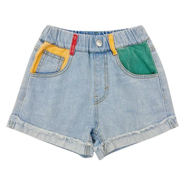 

girls summer shorts fashion splicing denim for kids clothes 4-14 years teen student beach casual daisy girl, Black
