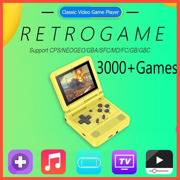 

portable game players v90 64 bit open source handheld console ips hd 3 inch flip retro for ps1 children g1 kids gift 3d