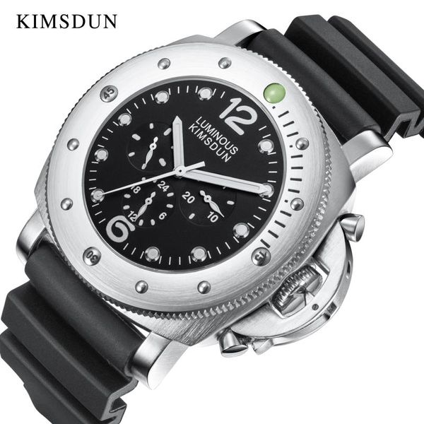 

wristwatches kimsdun brand men's automatic mechanical watch luxury casual business multifunctional waterproof silicone male clock, Slivery;brown