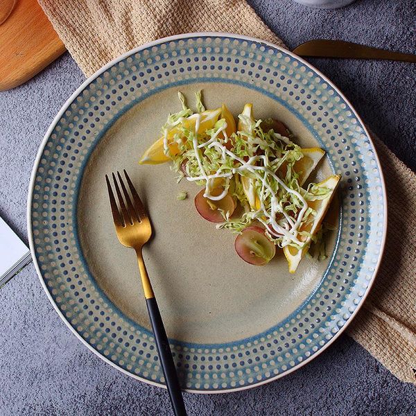 

dishes & plates nordic creative retro embossed ceramic plate scratch-resistant steak western salad spaghetti household
