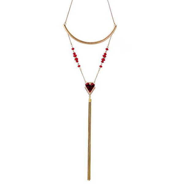 

pendant necklaces bulk price charm red heart romantic jewelry choker necklace handmade super long chain tassel collar exaggerated, Silver