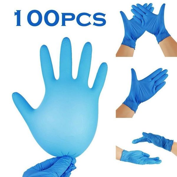 

disposable gloves 50/100ps blue latex waterproof powder vinyl dishwashing kitchen work rubber garden