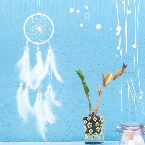 

decorative objects & figurines handmade dream catcher ring braided net feather hanging art gifts for ie friends home decoration wall