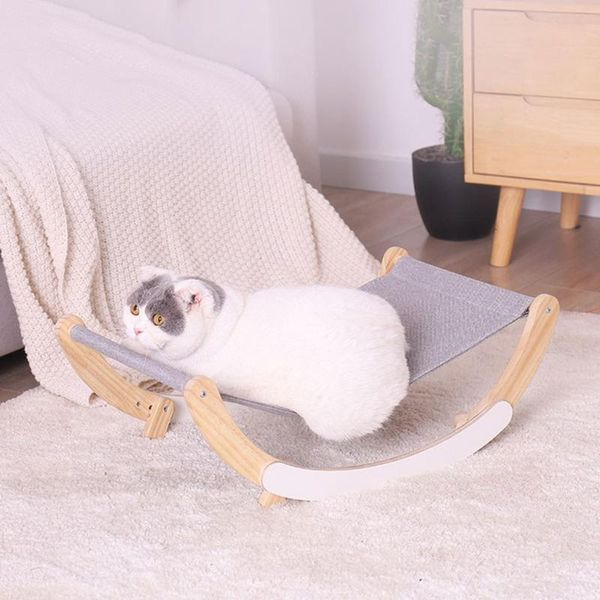 

cat beds & furniture 808a hammock pet raised wood bed 2 in 1 cradle hanging with durable wooden frame for indoor cats blue/grey