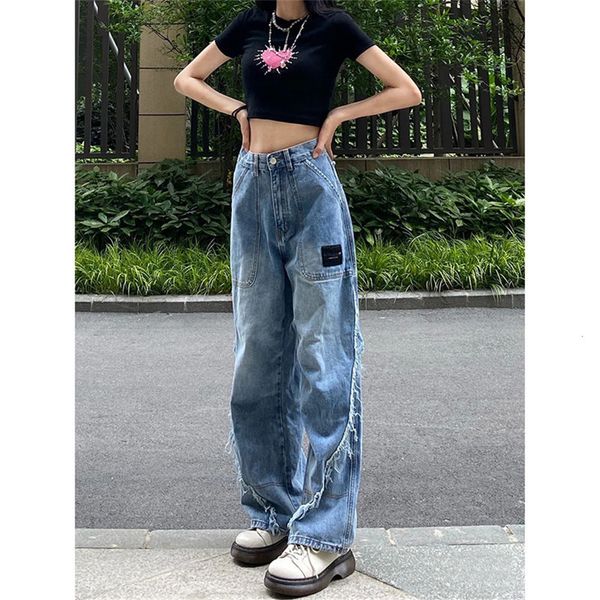 

women's jeans jeans, women's casual overalls, harajuku style. m6qa, Blue