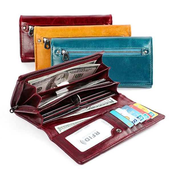 

wallets long zipper women's wallet leisure retro handbag, Red;black
