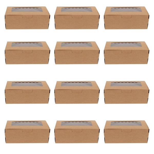 

gift wrap 1 set 12pcs kraft paper cake packing boxes muffin with transparent window