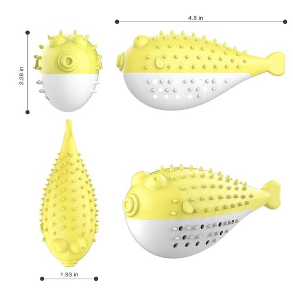 

cat toys design simulation fish shape toothbrush anti-bite pet chew yellow