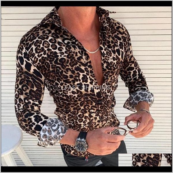 

apparel clothing mens fashion shirt leopard printed casual long sleeve slim fit male shirts viaue, White;black