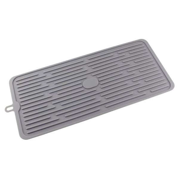 

mats & pads bar silicone drain pad drying mat kitchen thick deep grooves tray (grey)