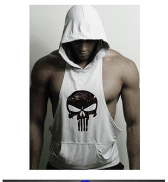 

running jerseys men's hooded tank printed sleeveless vest black white gray fitness tankgyms tanks streetwear, Black;blue