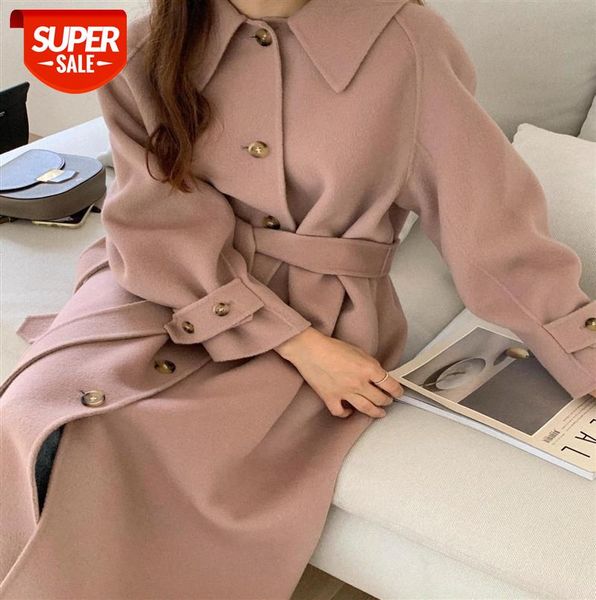 

fw-ins angrily push cuffs lace wool long handmade sewing coat 455 #lm0e, Black