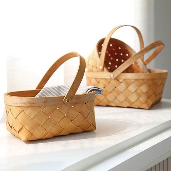 

hand woven wood basket vegetable fruit home daily necessities easter storage xkw baskets
