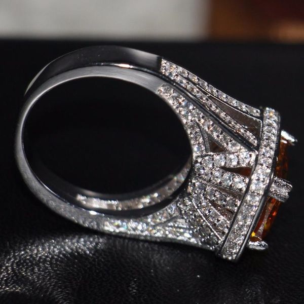 

wedding rings sell 90% promotion luxury jewelry 14kt white gold filled cushion shape 10ct 5a cz zirconia women band ring box, Slivery;golden