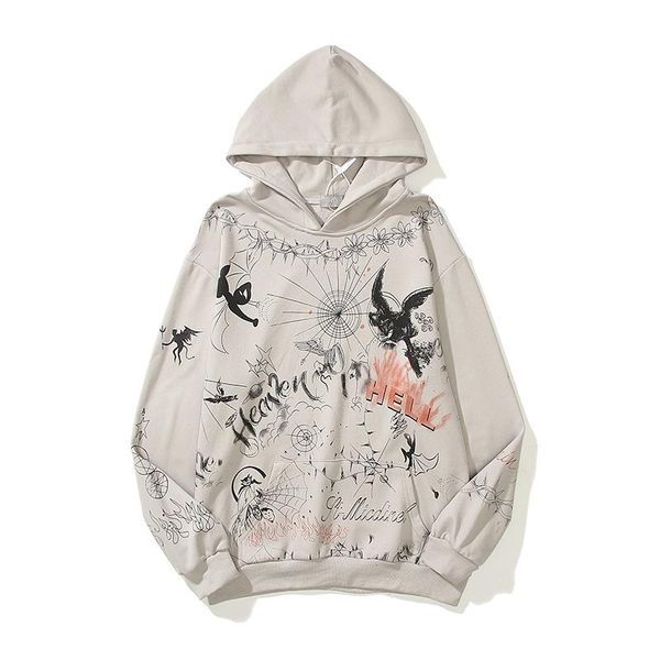 

men's hoodies & sweatshirts cartoon graffiti hooded inside terry couple sweatshirt retro harajuku high street oversize stranger thing c, Black
