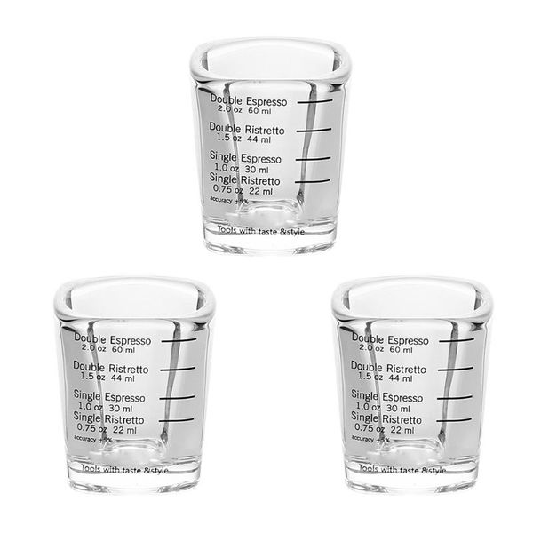 

mugs 1 set 3 pcs 60ml measure cups espresso practical glass baking (black)