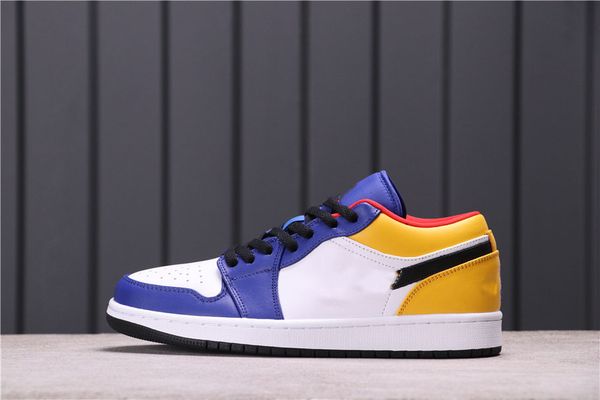 

authentic jumpman 1 low cut jumpman 1 low yellow and blue contrast basketball shoes women men fashion trainers new designer sneakers