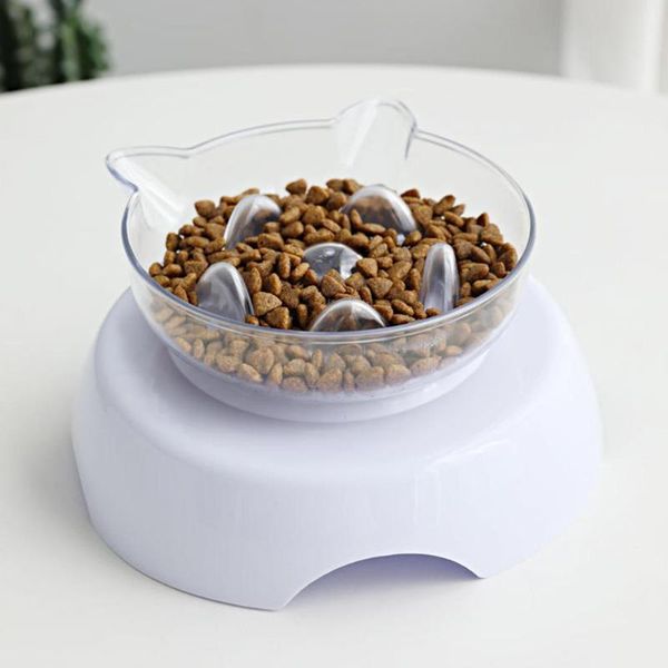 

cute 15 degrees tilted stand transparent feeding bowl for pet cat bowls & feeders
