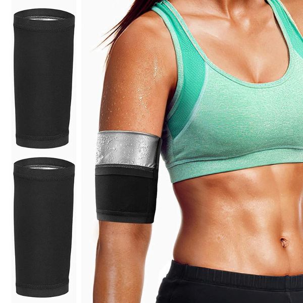 

elbow & knee pads 1pair arm set sweat sauna workout vest slimming shapewear fitness control waist trainer, Black;gray