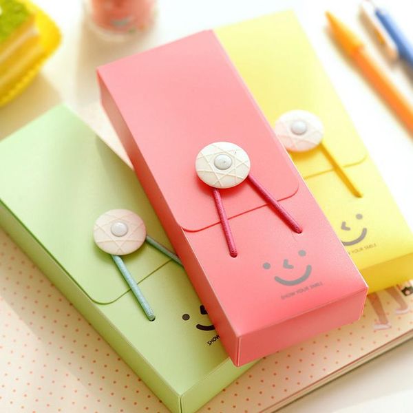 

pencil bags elastic band case smile snap stationery kawaii bag