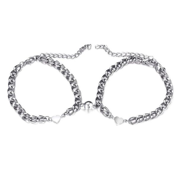 

link, chain couple bracelets a pair of alloy magnets attract love fashion simple men and women jewelry gifts, Black