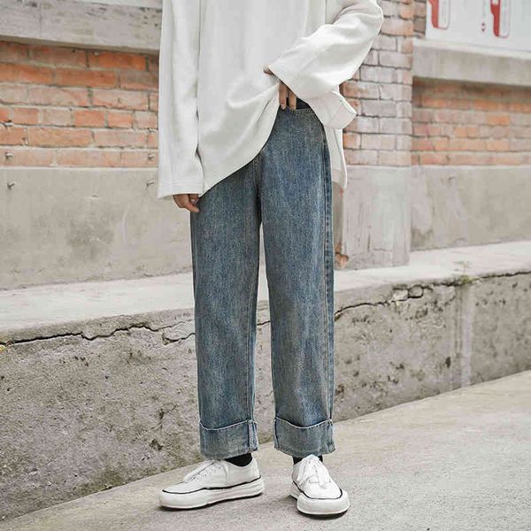 

men's jeans homens vintage denim jeans moda azul branco casual tornozelo-comprimento calÃ§as dos homens primavera verÃ£o streetwear, Blue