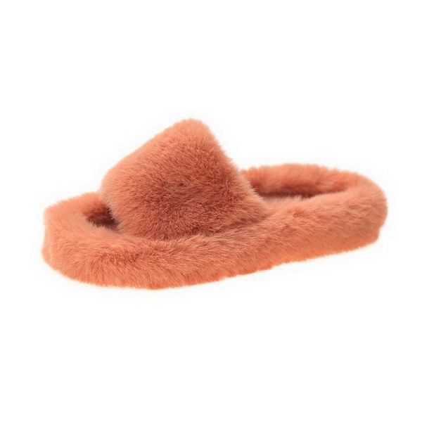 

winter slippers women shoes fur home indoor plush fluffy warm female flat ladies soft, Black